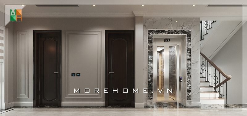 Kiến trúc sư thiết kế một cửa gỗ đẹp mắt và tinh tính cho nhà biệt thự sang trọng.